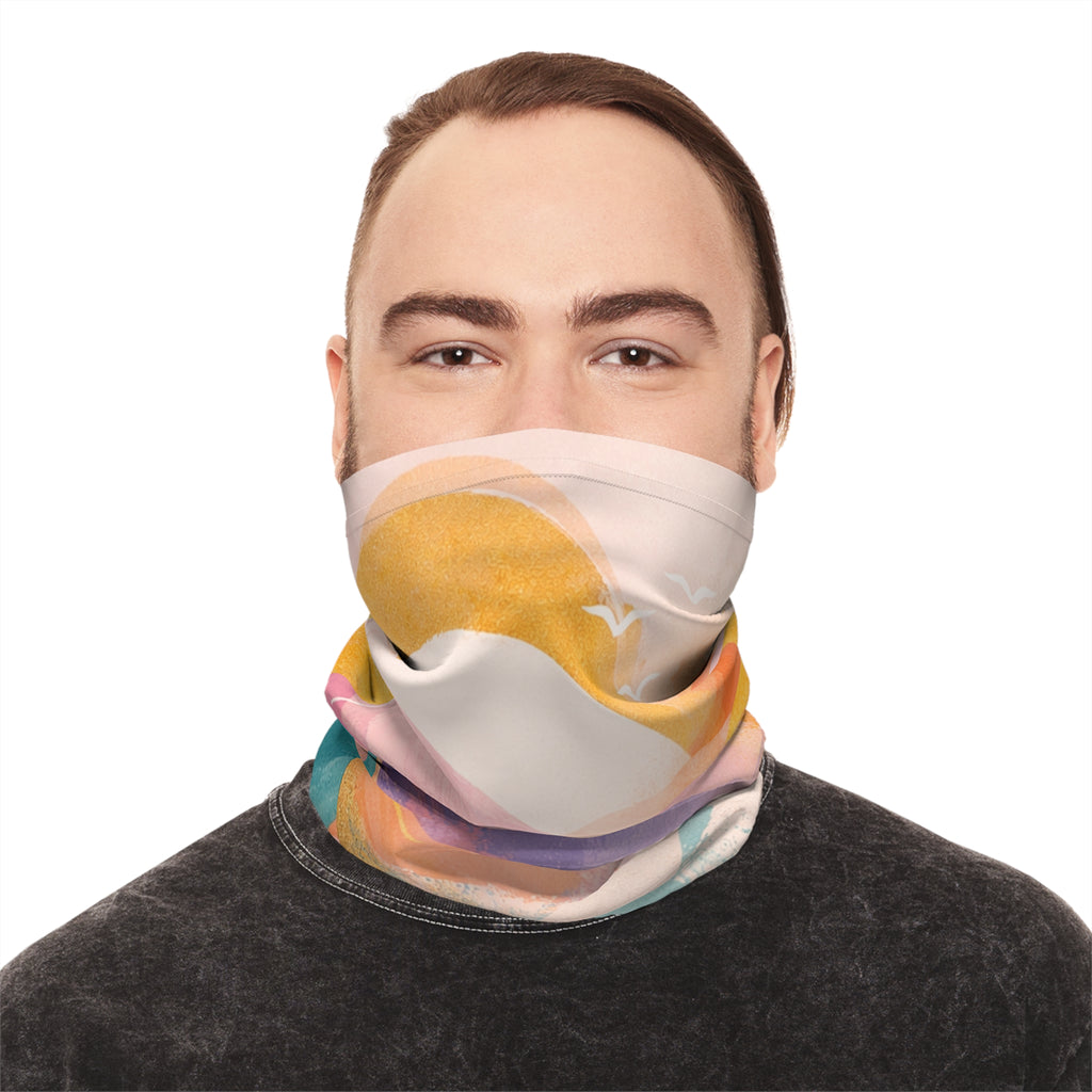 Abstract Sunset Wave Neck Gaiter | Pastel Mountain Beach Scarf