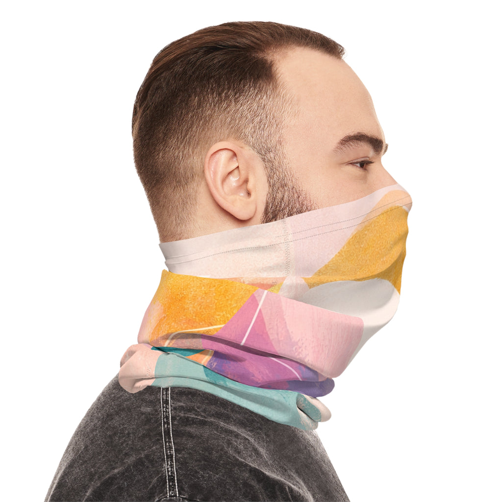 Abstract Sunset Wave Neck Gaiter | Pastel Mountain Beach Scarf