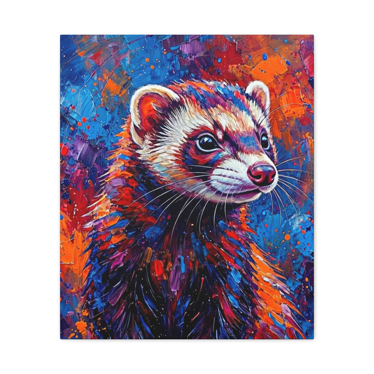 Colorful Ferret Canvas Print /Vibrant Pop-Art Animal Wall Art