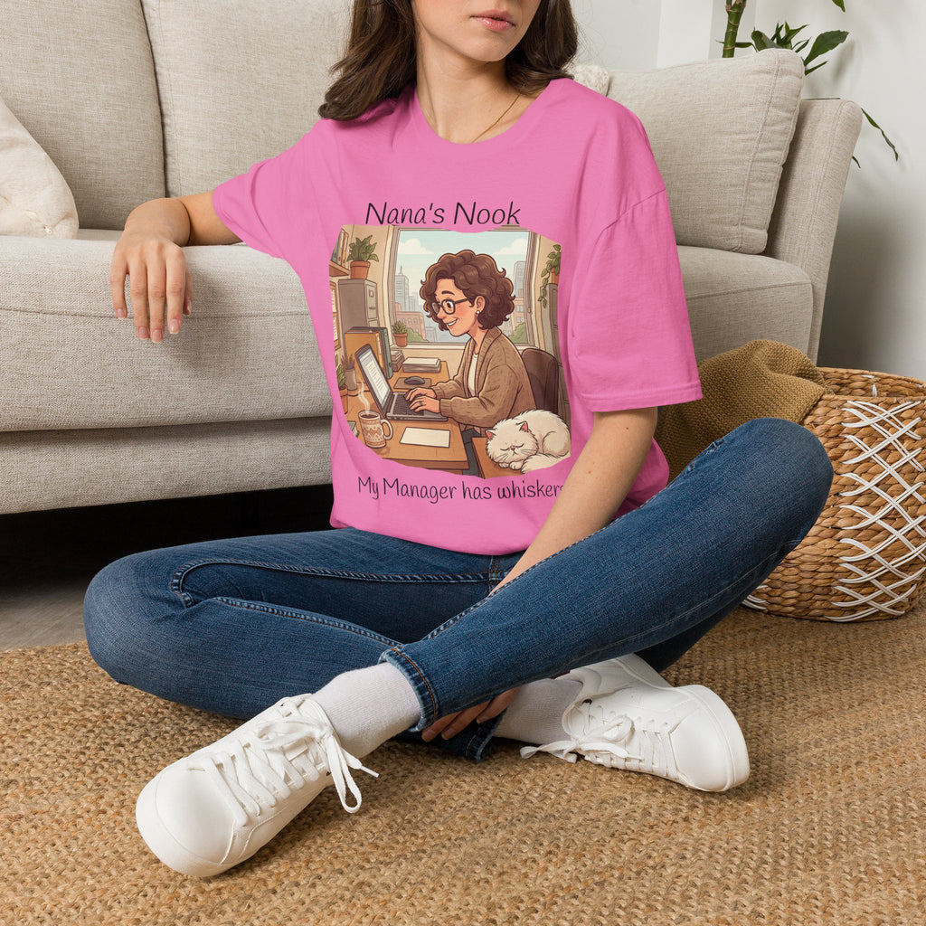 T-Shirt / "Nana's Nook: My Manager Has Whiskers" Cozy Grandma Cat Lover Tee