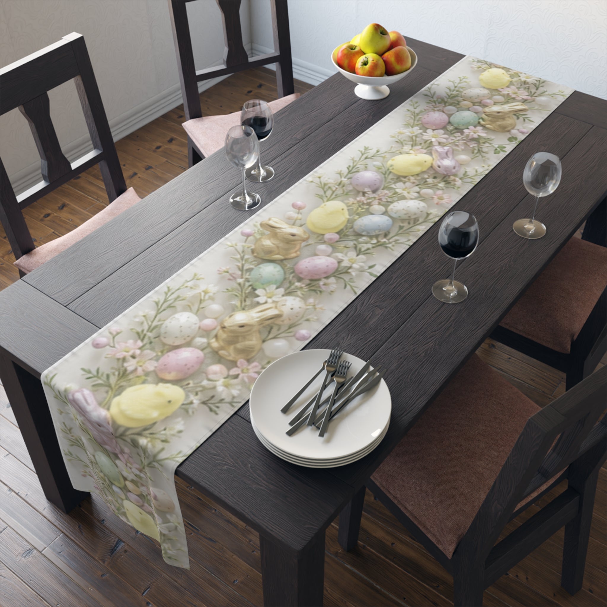 Table Runner Easter Bunny and Pastel Eggs\Spring Floral Cotton