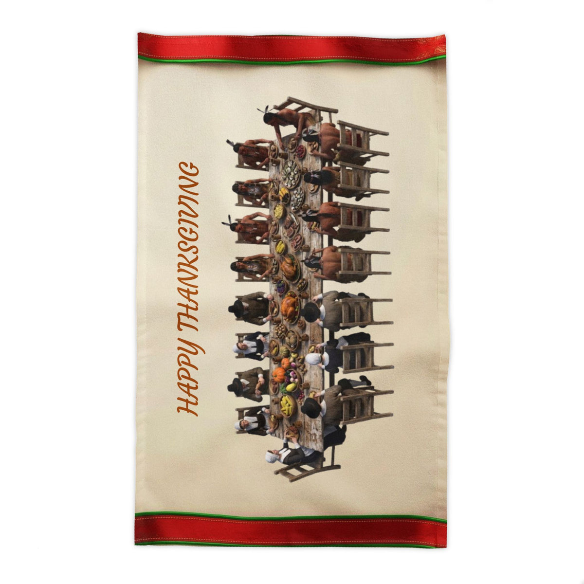 Happy Thanksgiving Feast Tablecloth | Thanksgiving Table Linen & Holiday Dinner Decor