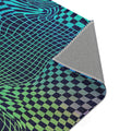 Psychedelic Wavy Checkerboard Area Rug | Trippy Optical Illusion Pattern