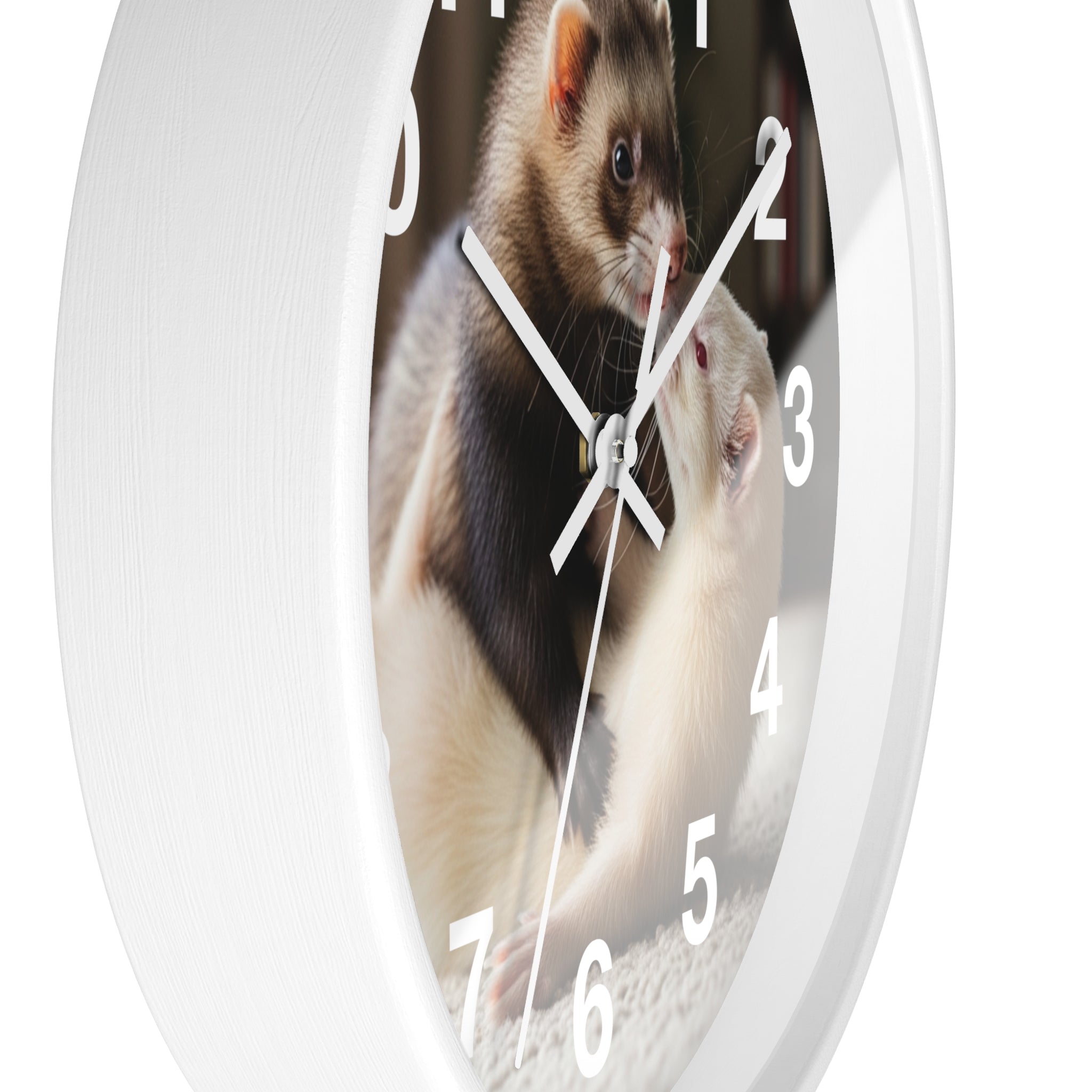 Ferret Pair Wall Clock / Cute Ferret Photo Clock for Pet Lovers