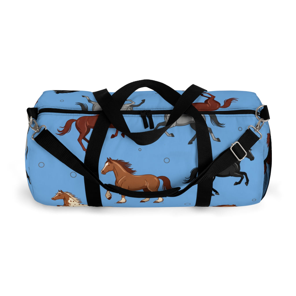 Blue Galloping Horses Duffel Bag / Equestrian Travel & Gym Bag