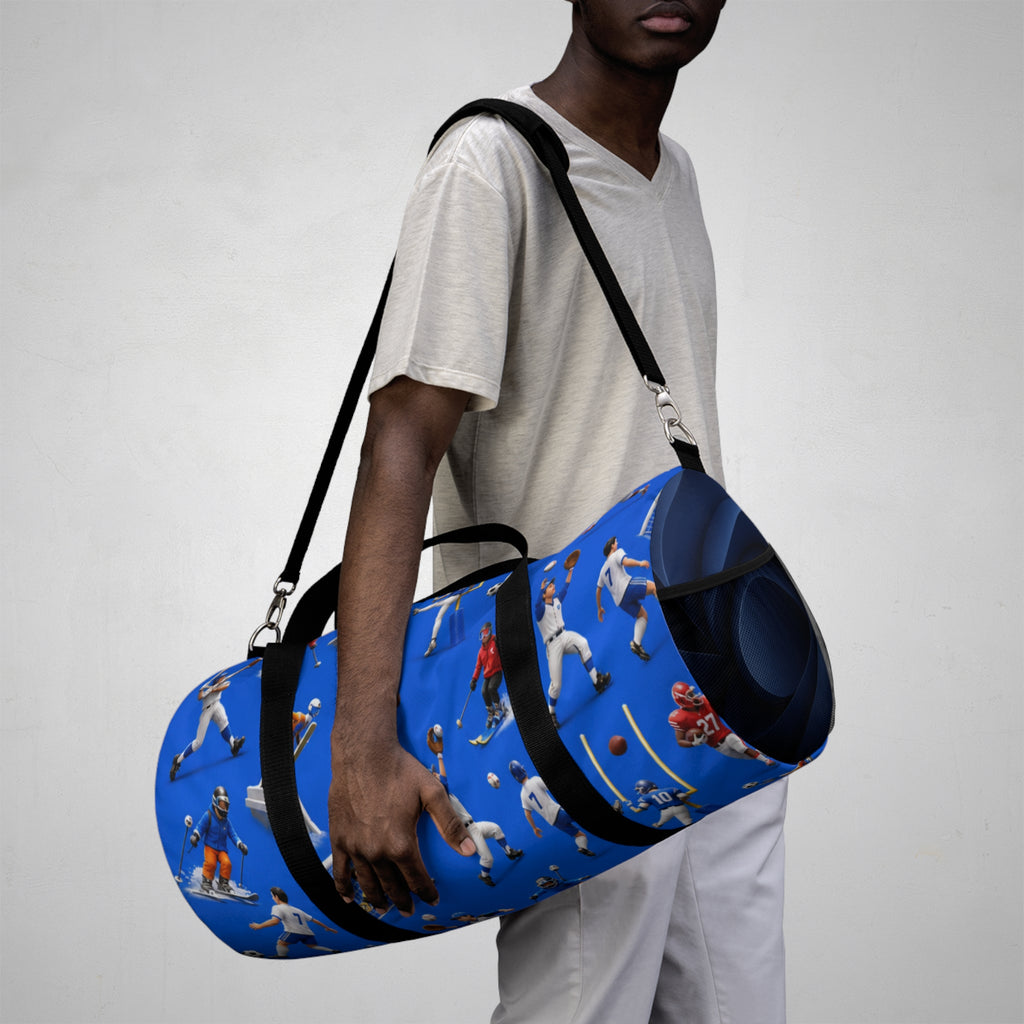 Football Players Pattern Duffel Bag — Sport Travel Gym Bag for Fans & Athletes