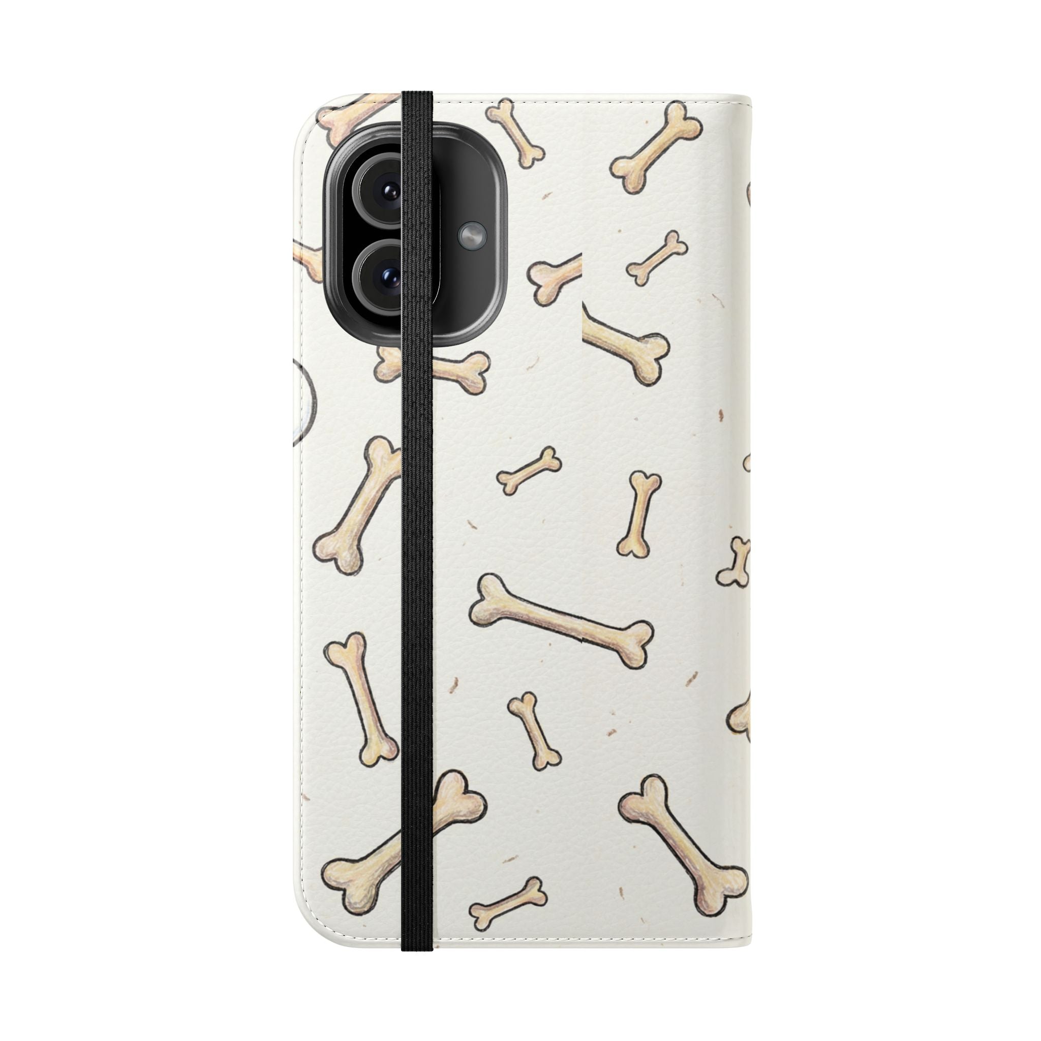 Pug & Bones Phone Flip Case / Cute Dog Wallet Cover