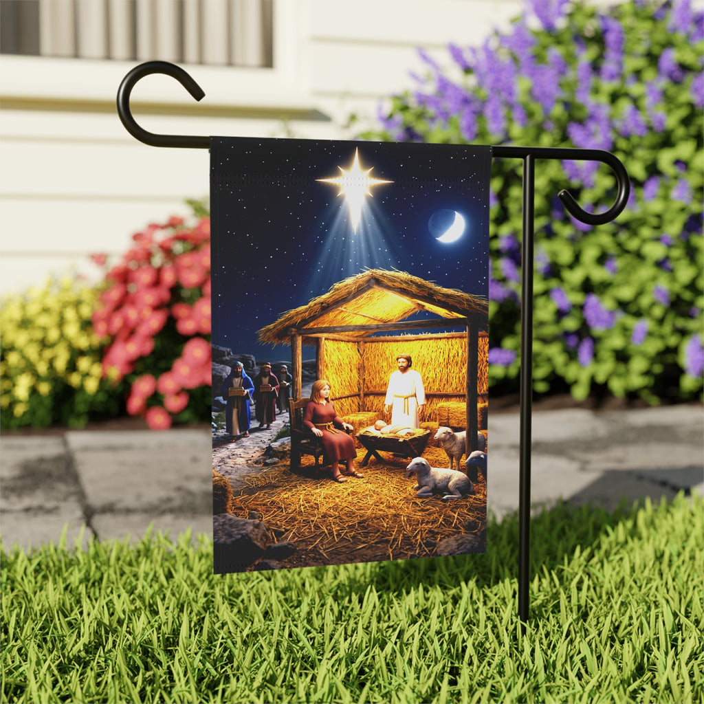 Nativity Scene Garden Banner | Christmas Manger Outdoor Flag