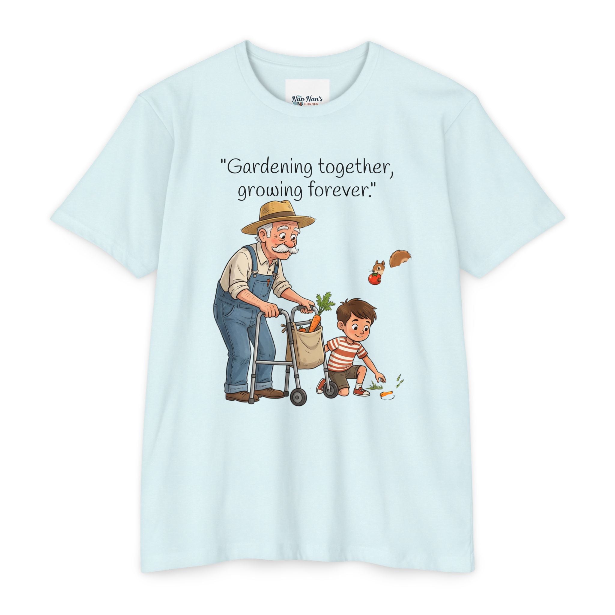 Gardening Together T-Shirt — "Gardening together, growing forever." Grandparent & Child Garden Tee