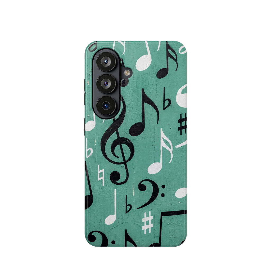 Teal Music Notes Phone Case | Impact-Resistant Case