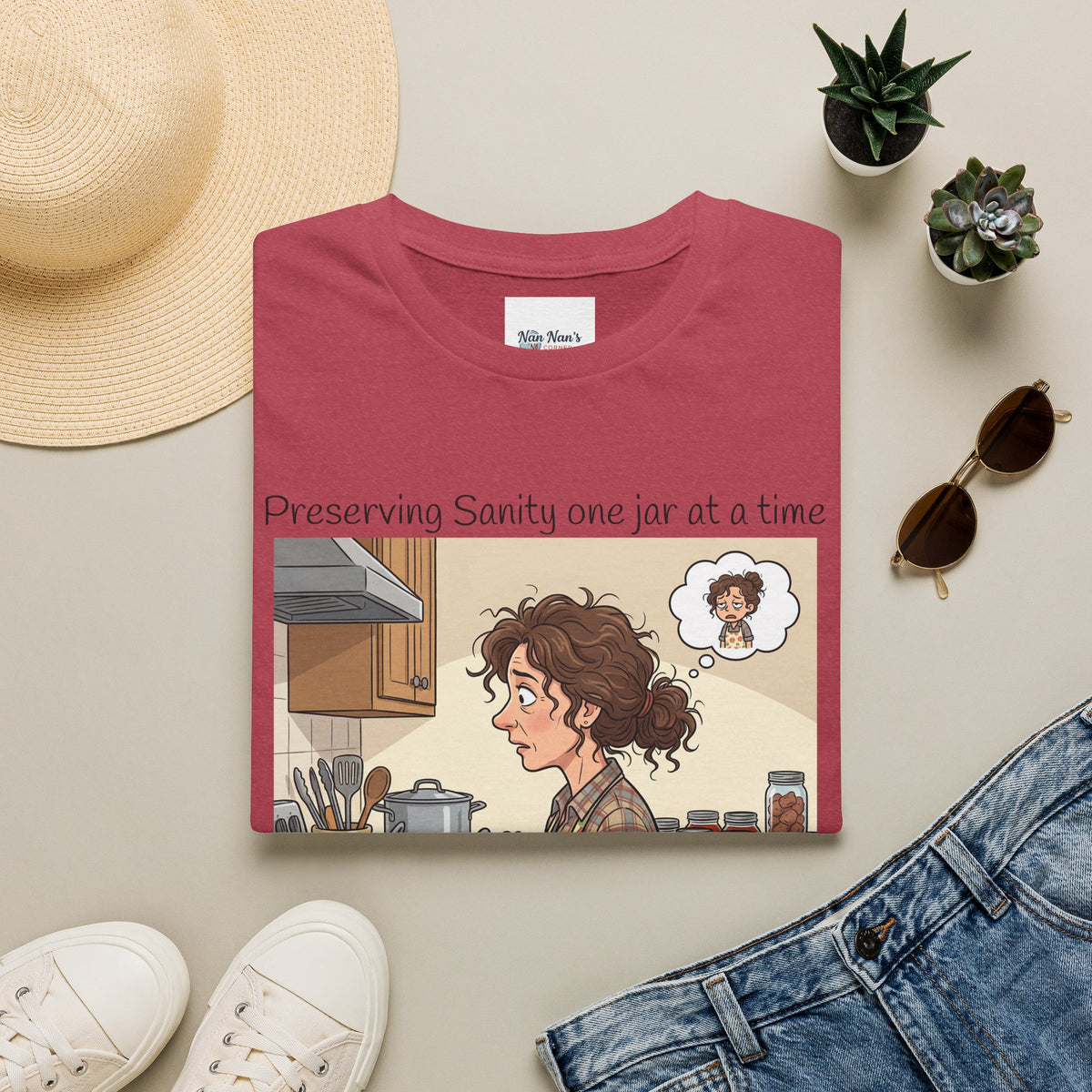 Preserving Sanity One Jar at a Time Unisex Graphic T-Shirt – Funny Canning Kitchen Cotton Tee
