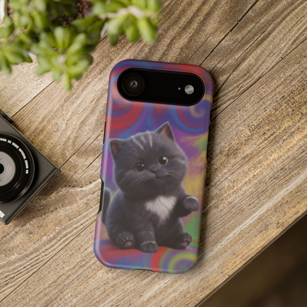 Kawaii Gray Kitten phone case | Impact-Resistant Case