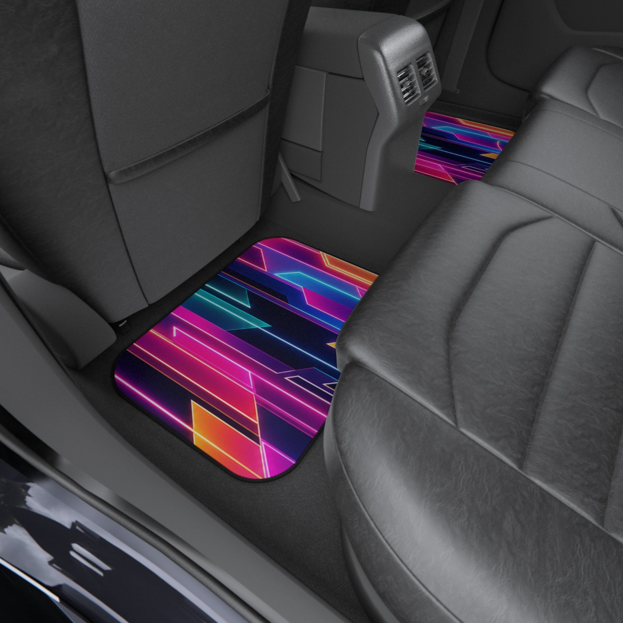 Neon Geometric Lines Car Mats | Vibrant Retro Futuristic Floor Mats