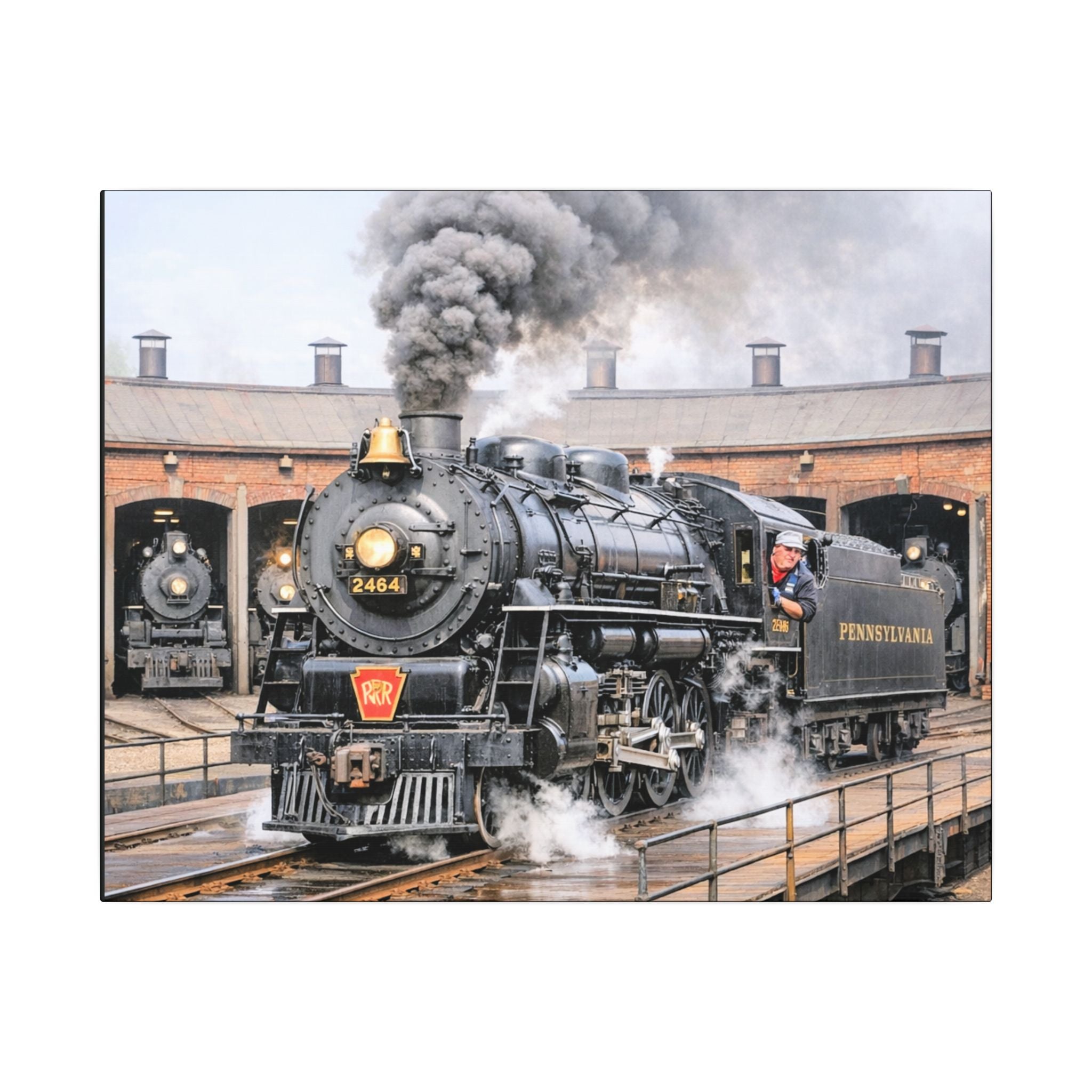 Vintage Steam Locomotive Canvas Print — Pennsylvania Railroad Train Wall Art