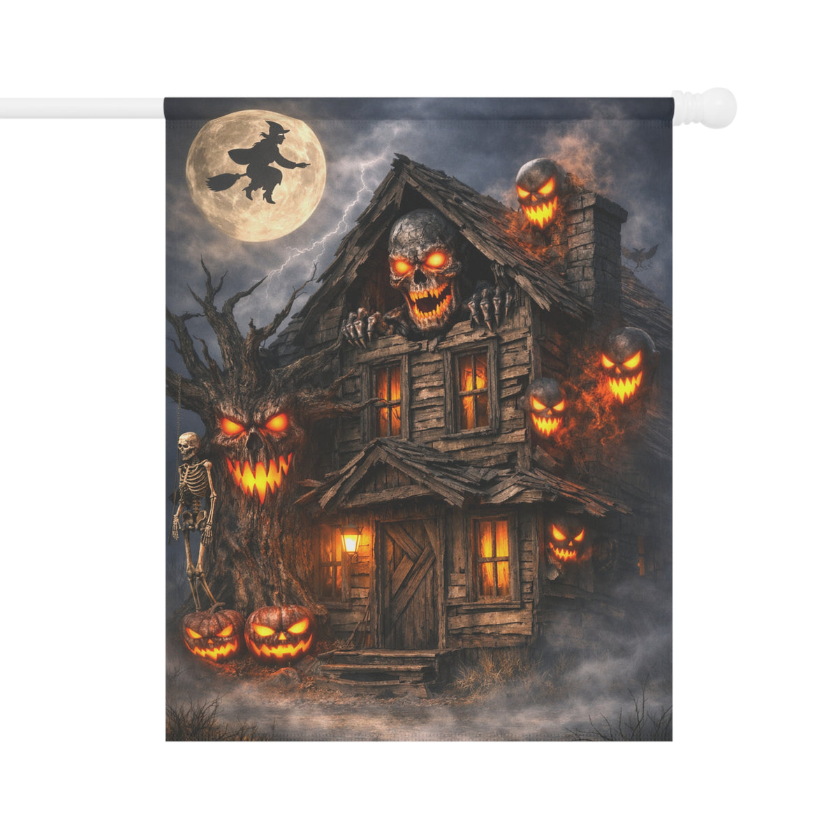 Haunted House Halloween Garden Banner | Double-Sided Outdoor Flag – Spooky Yard Decor