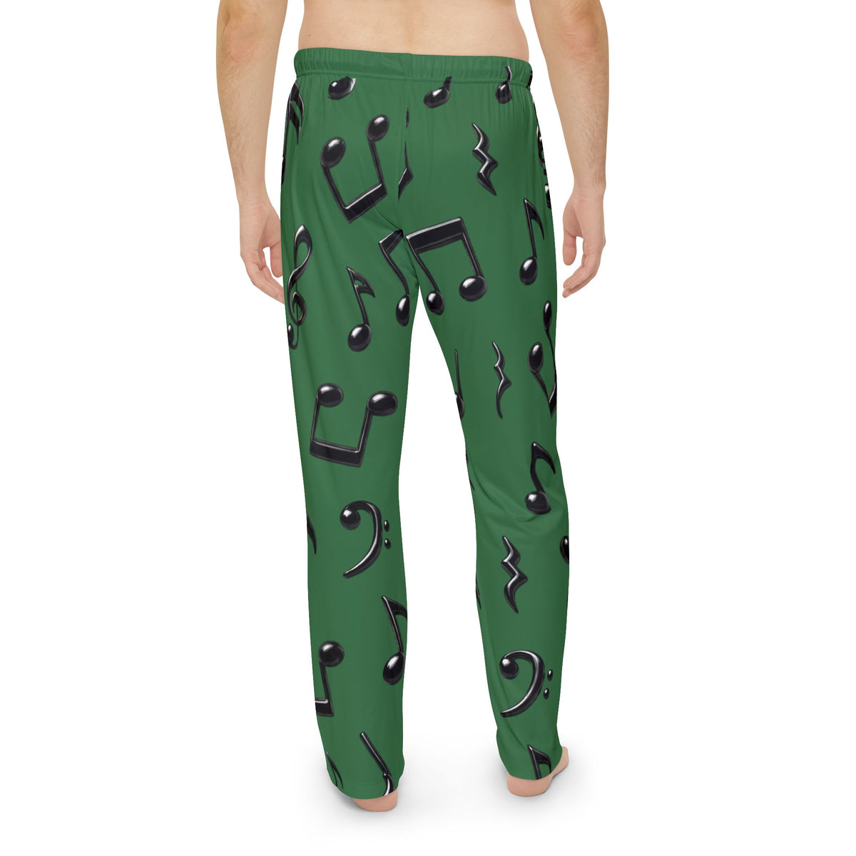 Black Music Notes Pajama Pants | Green Musical Note Mens Lounge Pants