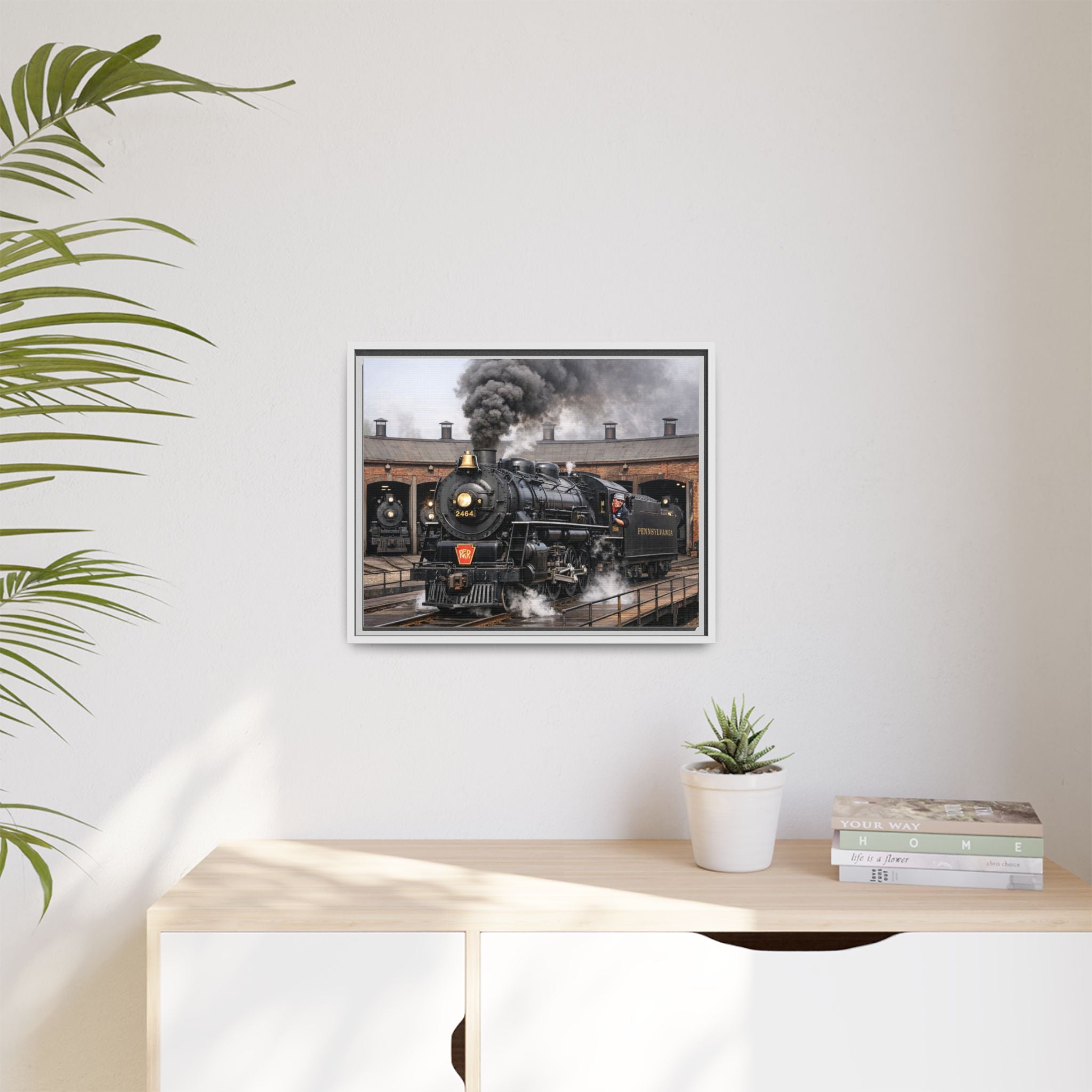 Framed Steam Train/Matte Canvas60 (Multi-color)