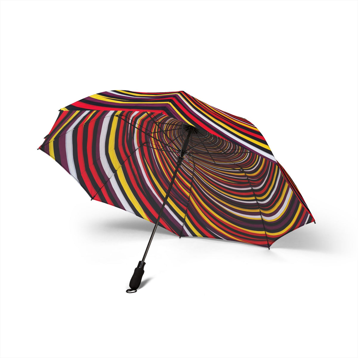 Spiral Stripe Pattern Umbrella | Red Yellow Swirl Foldable Umbrella