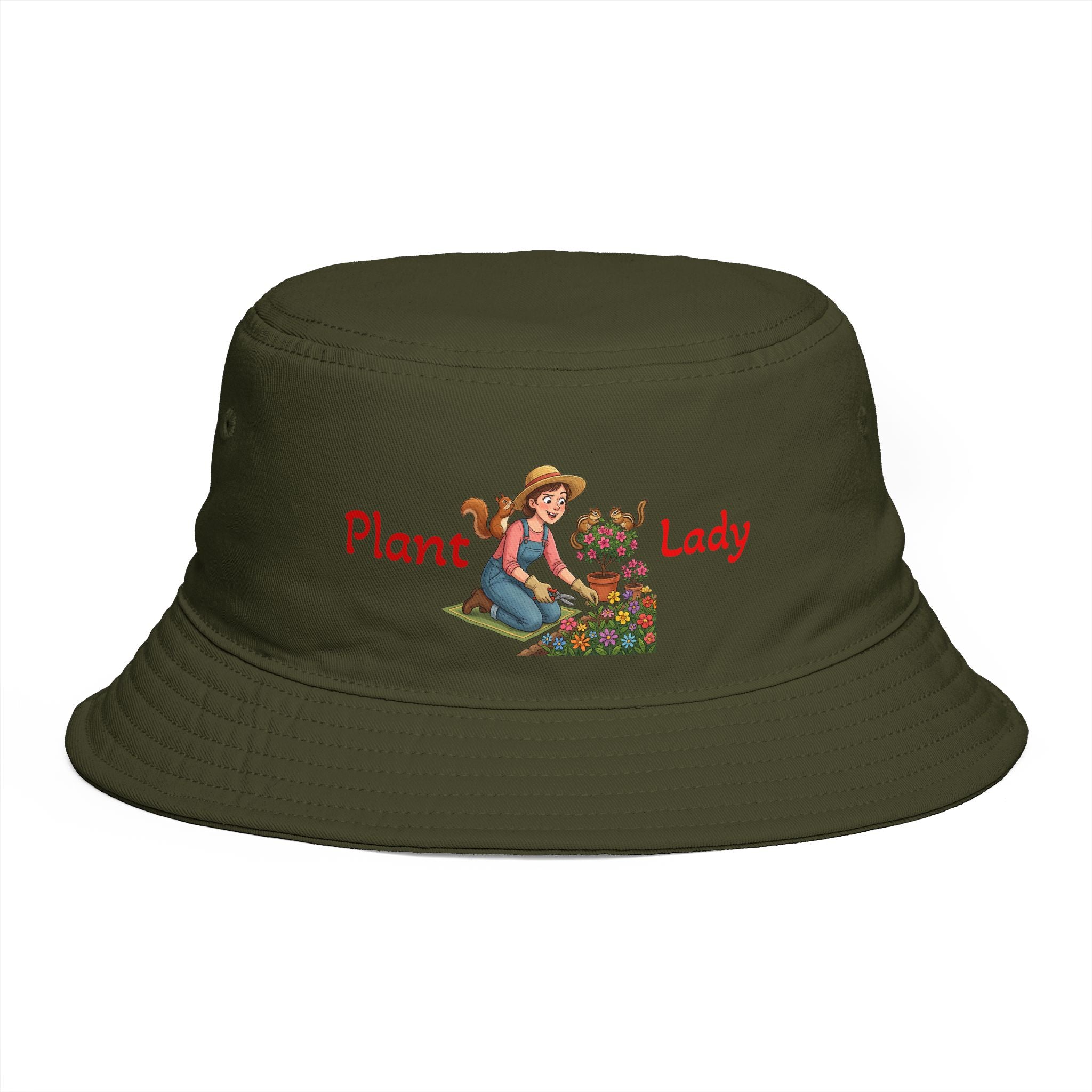 Plant Lady bucket hat | lady planting flowers floral gardening design