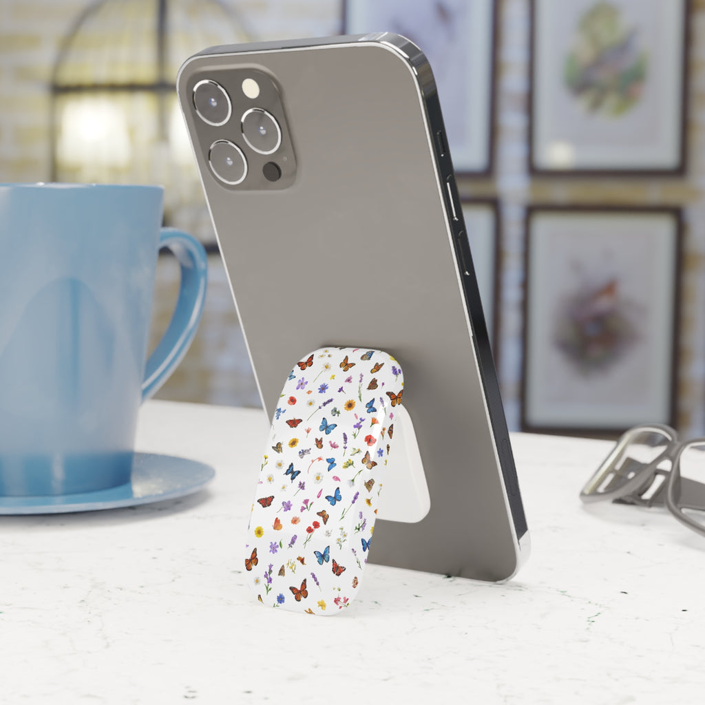 Butterfly Meadow Phone Grip — Click-On Stand & Secure Grip