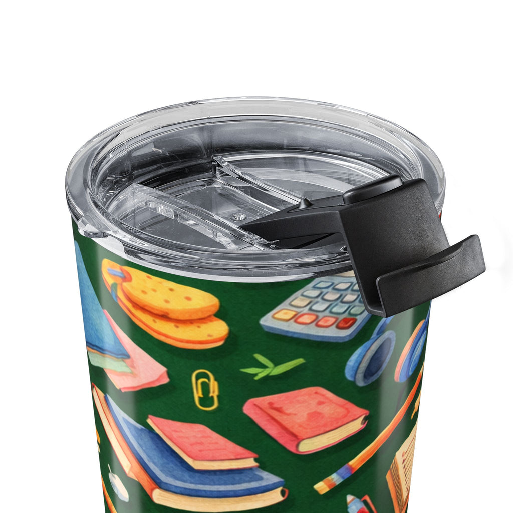 Back to School Pattern Tumbler 20oz | Books, Backpack, Coffee