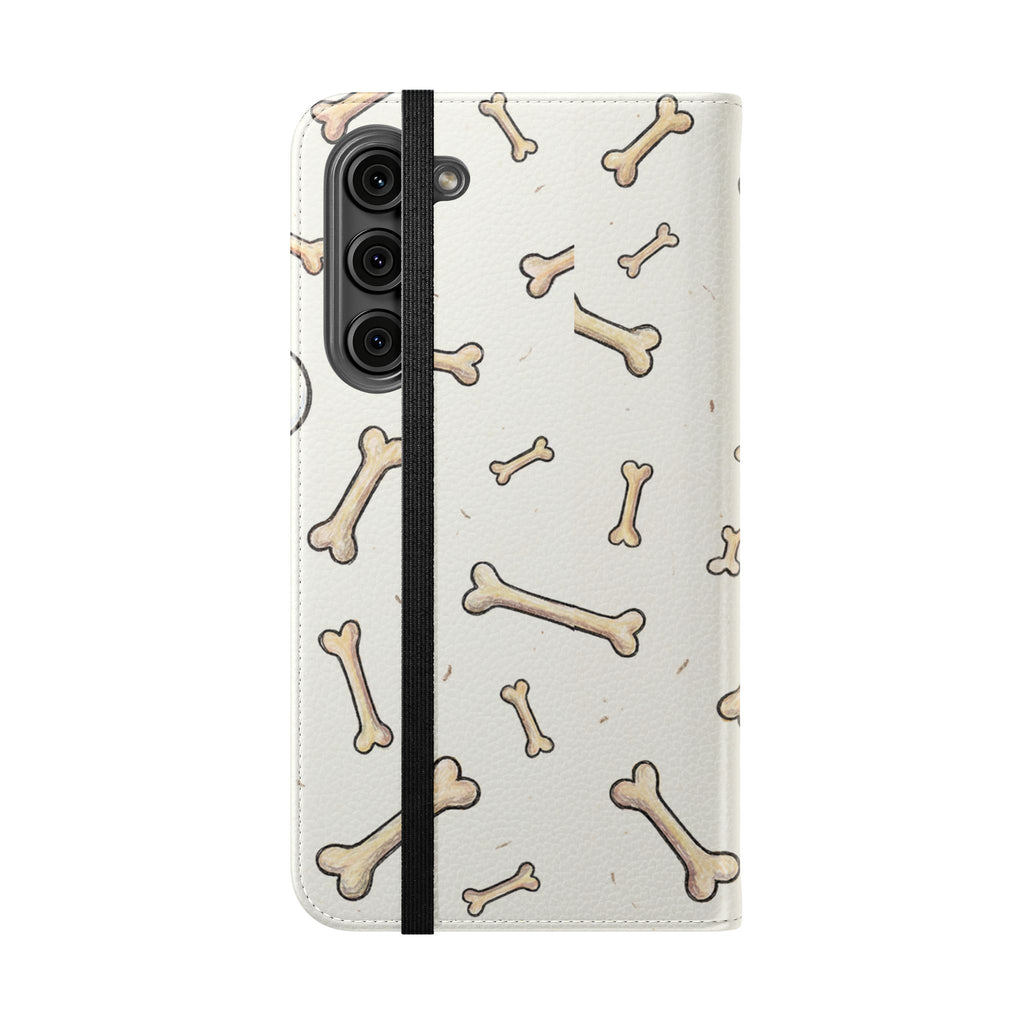 Pug & Bones Phone Flip Case / Cute Dog Wallet Cover