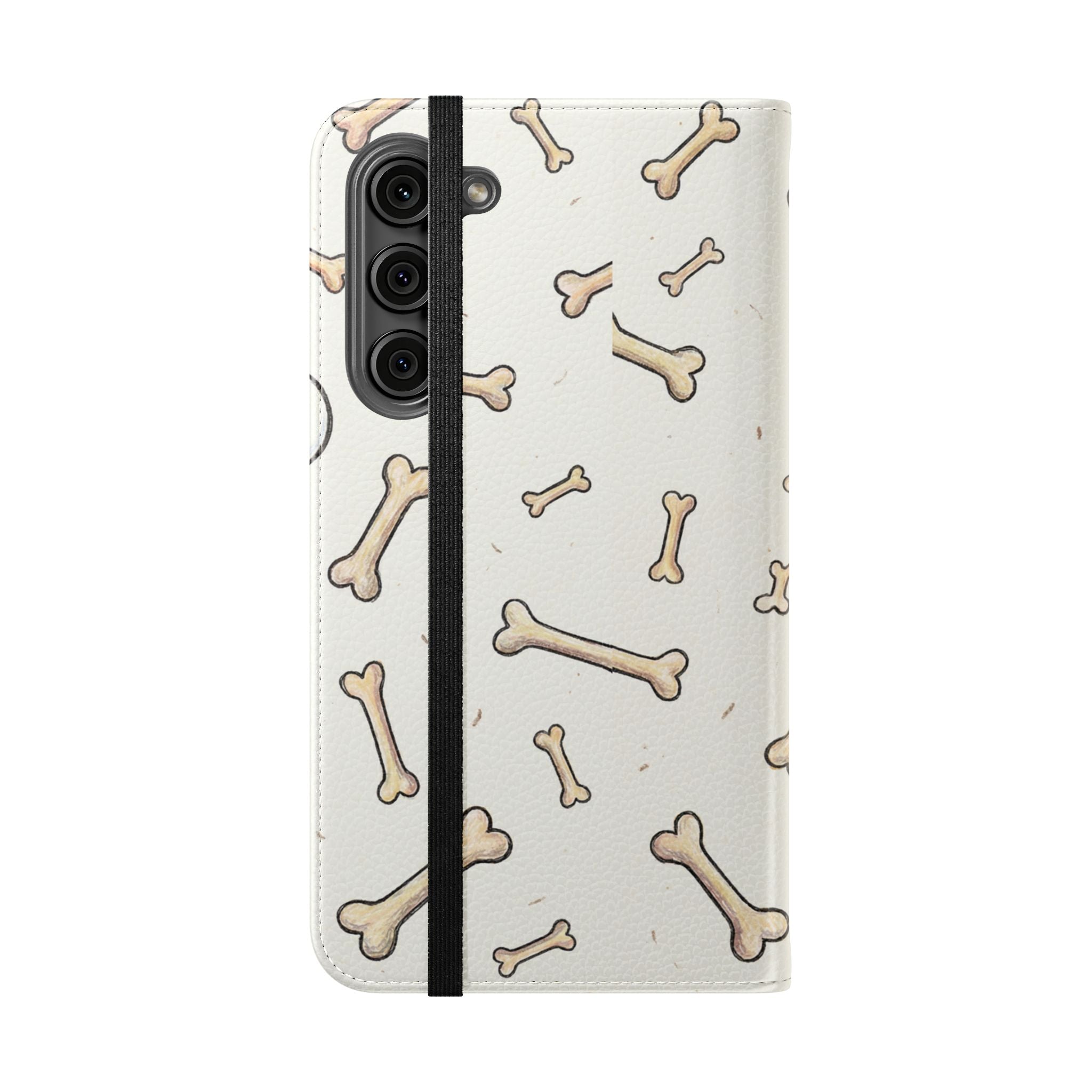 Pug & Bones Phone Flip Case / Cute Dog Wallet Cover