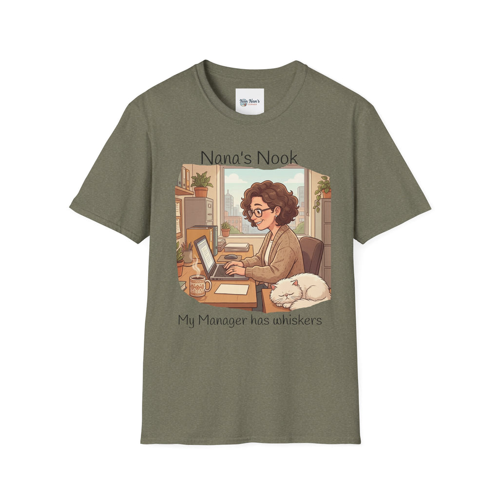 T-Shirt / "Nana's Nook: My Manager Has Whiskers" Cozy Grandma Cat Lover Tee