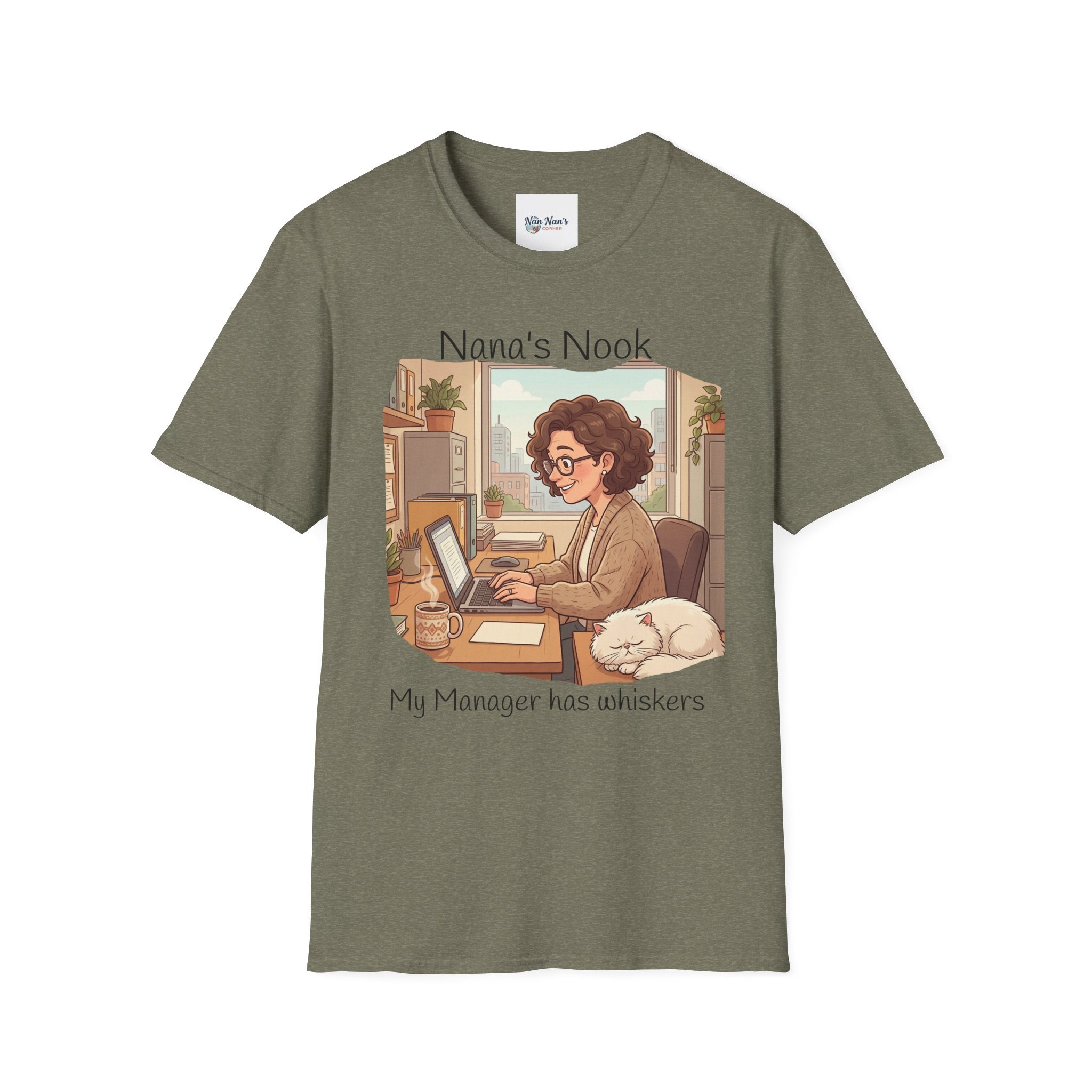T-Shirt / "Nana's Nook: My Manager Has Whiskers" Cozy Grandma Cat Lover Tee