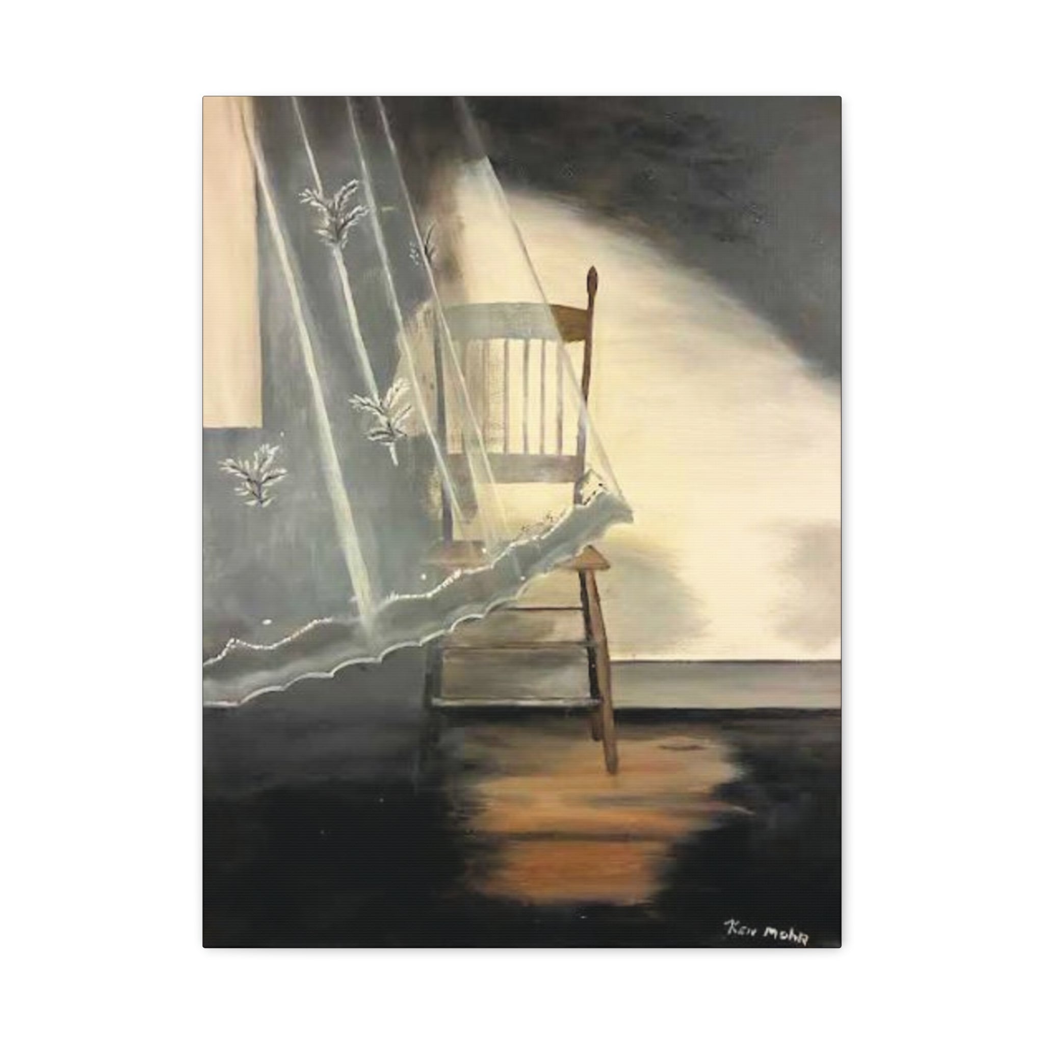 Lace Curtain and Chair Canvas