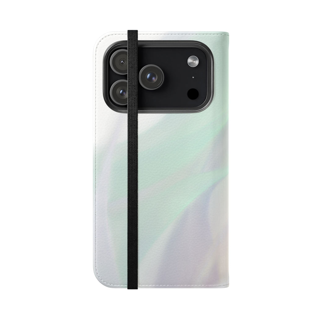 Pastel Marble Flip Case / Soft Watercolor Phone Wallet Cover with Card Slots