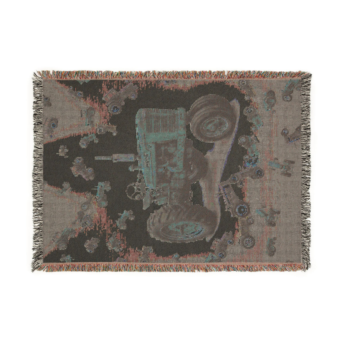 Vintage Farm Tractor Woven Blanket | Retro Tractor Throw, Rustic Farm Decor