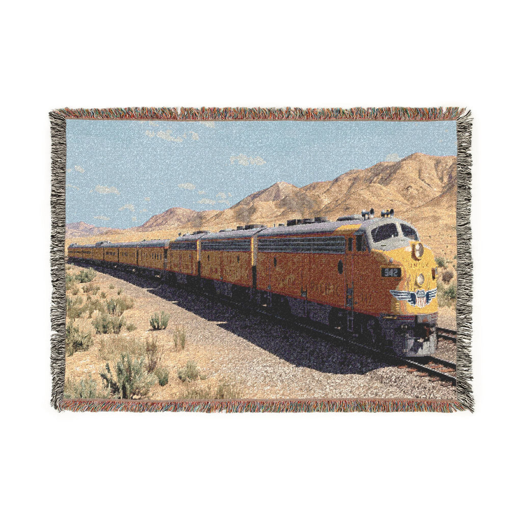 Vintage Streamlined Train Woven Blanket | Desert Locomotive Throw