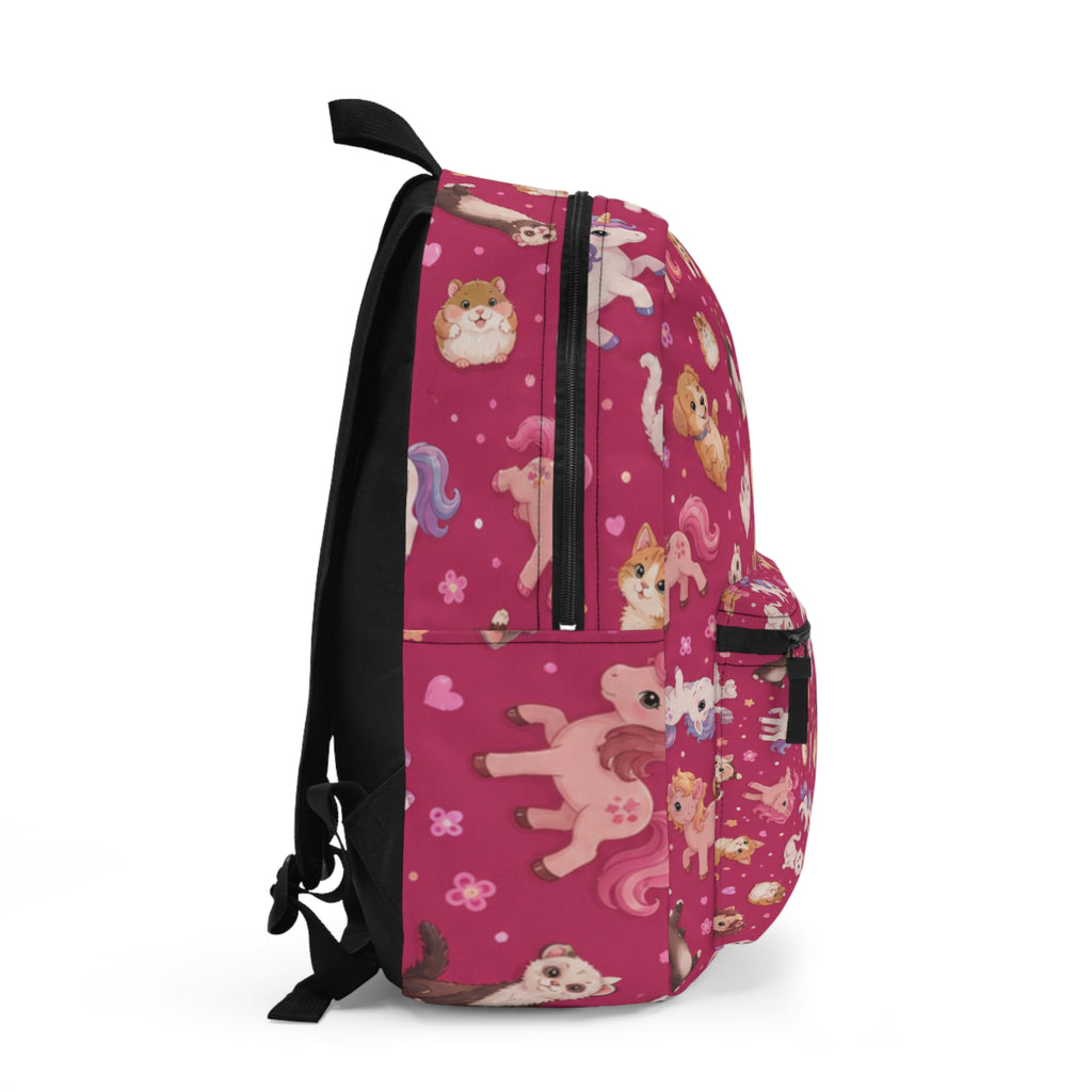 Cute Puppies Pattern Backpack | Pink Dog Print School Bag