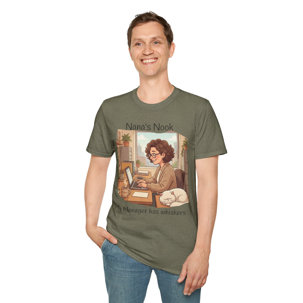T-Shirt / "Nana's Nook: My Manager Has Whiskers" Cozy Grandma Cat Lover Tee