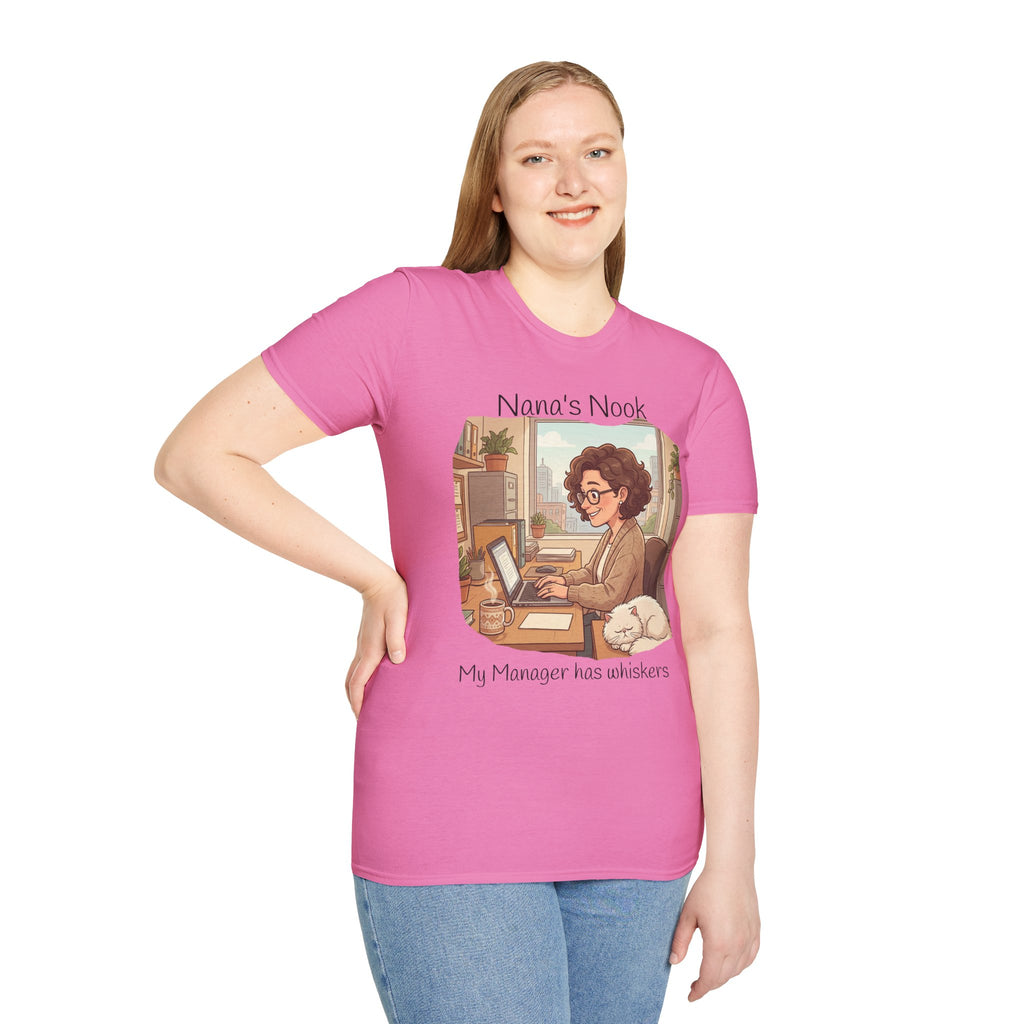 T-Shirt / "Nana's Nook: My Manager Has Whiskers" Cozy Grandma Cat Lover Tee