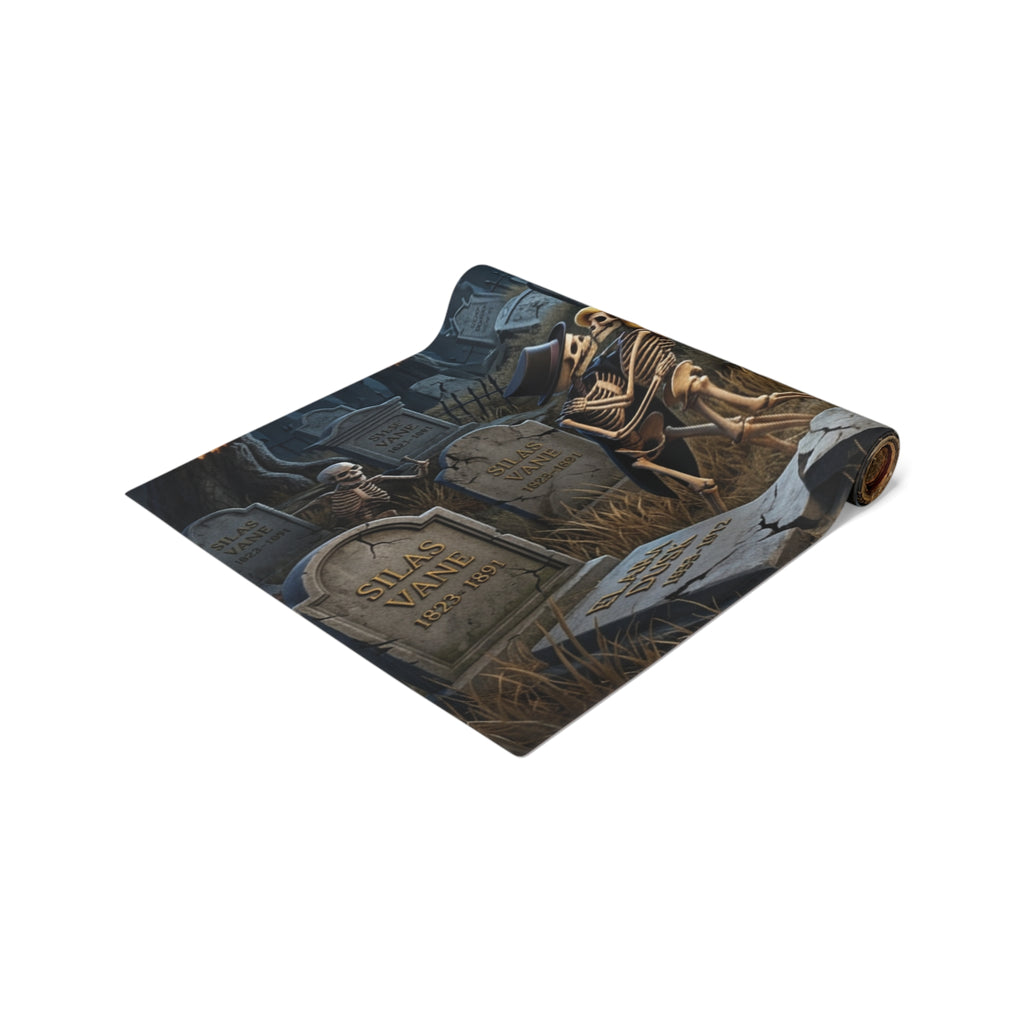 Haunted Graveyard Scene Table Runner | Halloween Cemetery Design