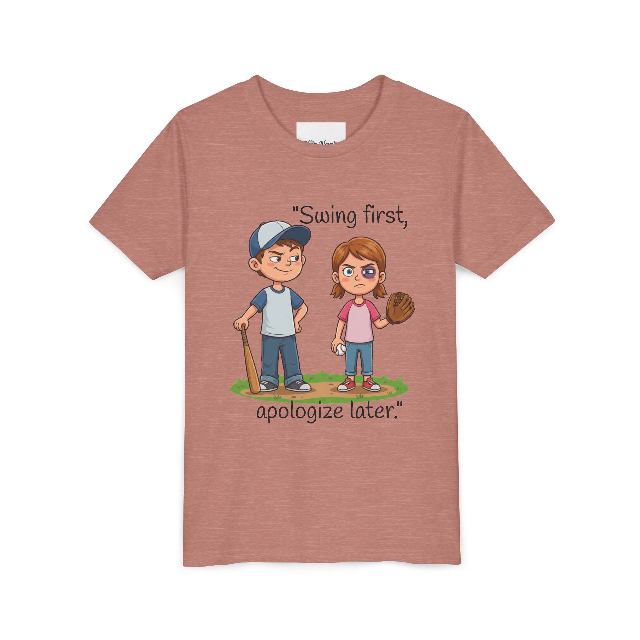 Youth Tee / "Swing First, Apologize Later" Baseball & Softball Kids Shirt
