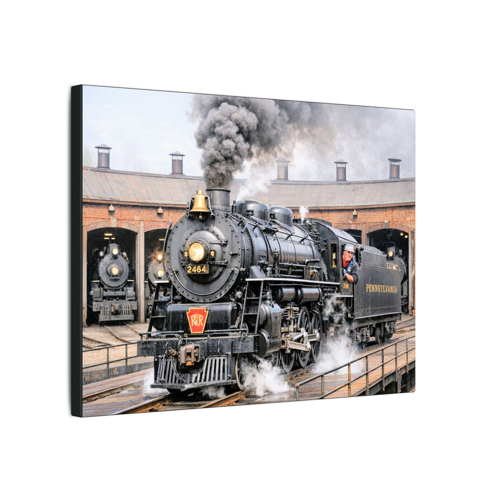 Vintage Steam Locomotive Canvas Print — Pennsylvania Railroad Train Wall Art