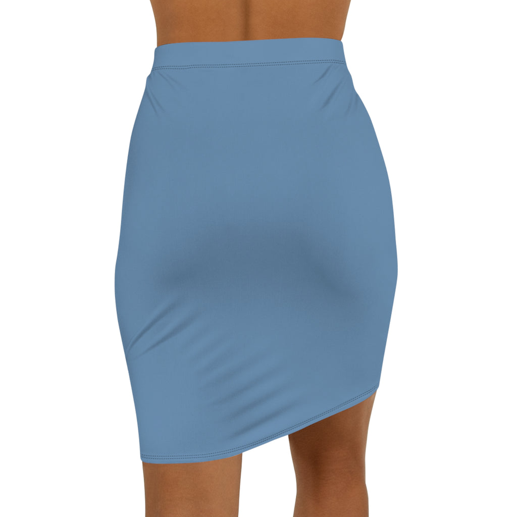 Solid Dusty Blue Pencil Skirt | Mid-Waist Skirt