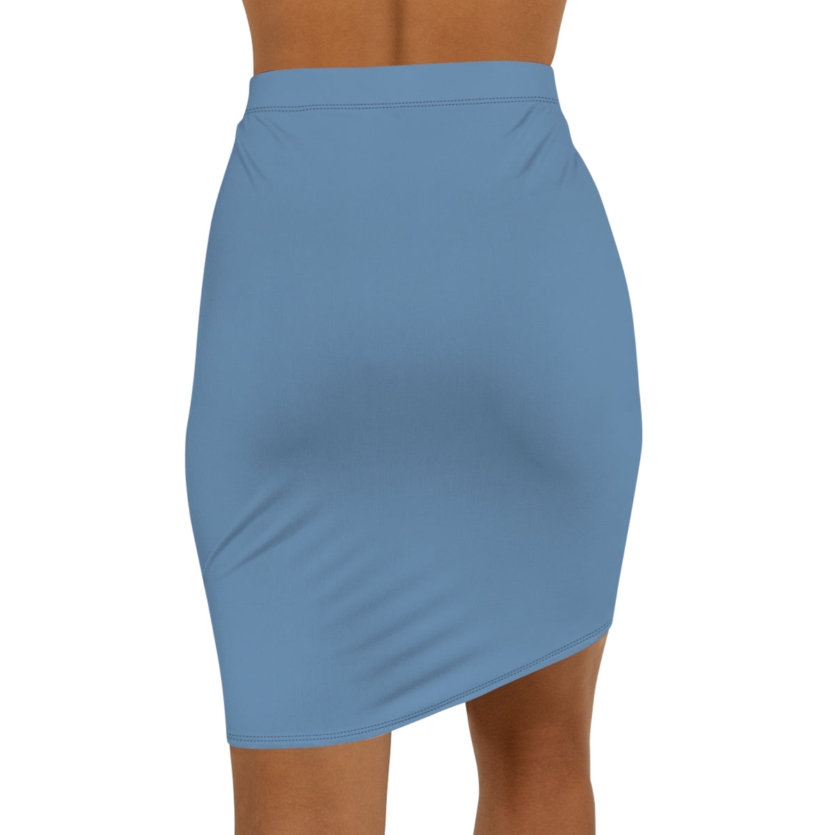 Solid Dusty Blue Pencil Skirt | Mid-Waist Skirt