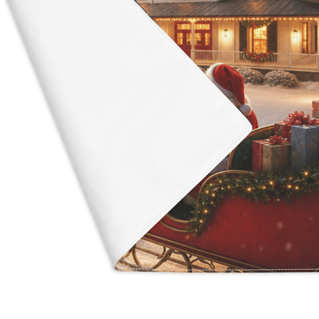 Santa Sleigh with Reindeer Placemat / Christmas Holiday Table Decor