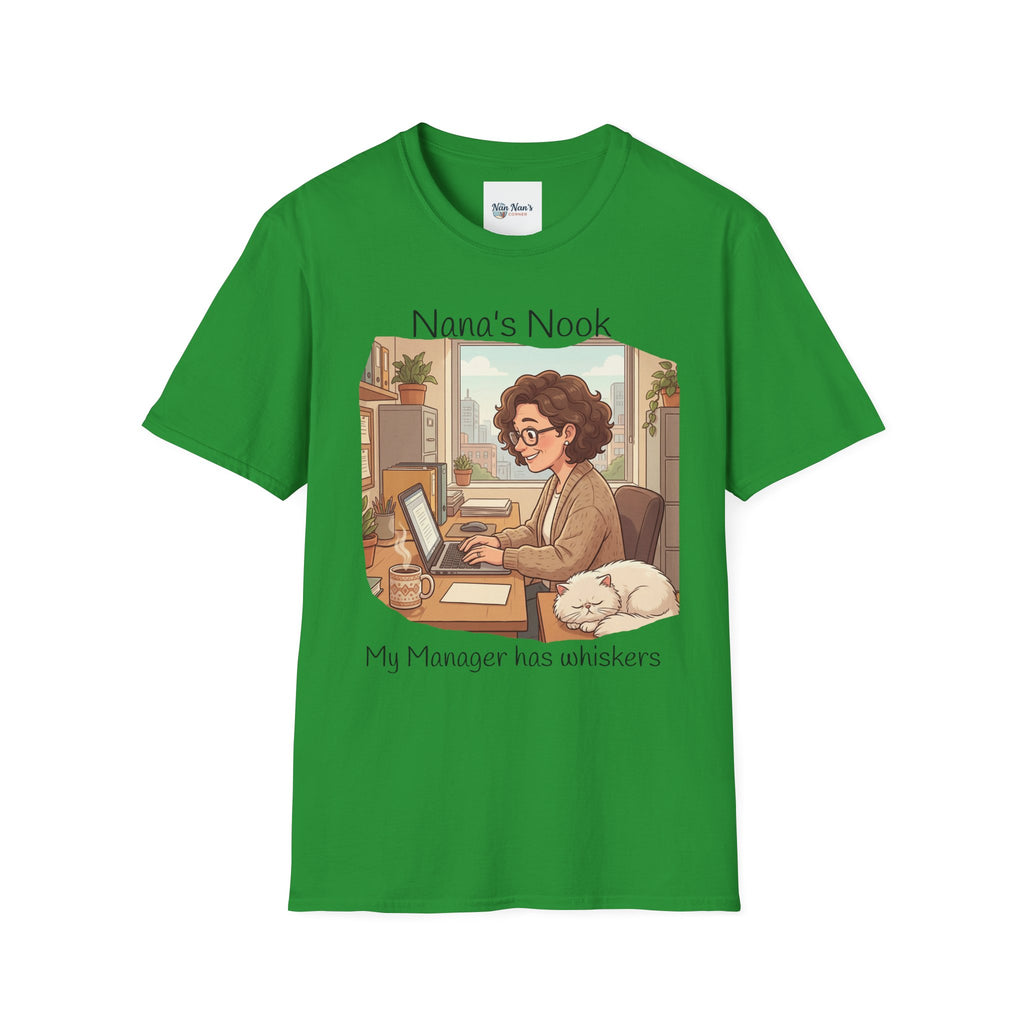 T-Shirt / "Nana's Nook: My Manager Has Whiskers" Cozy Grandma Cat Lover Tee