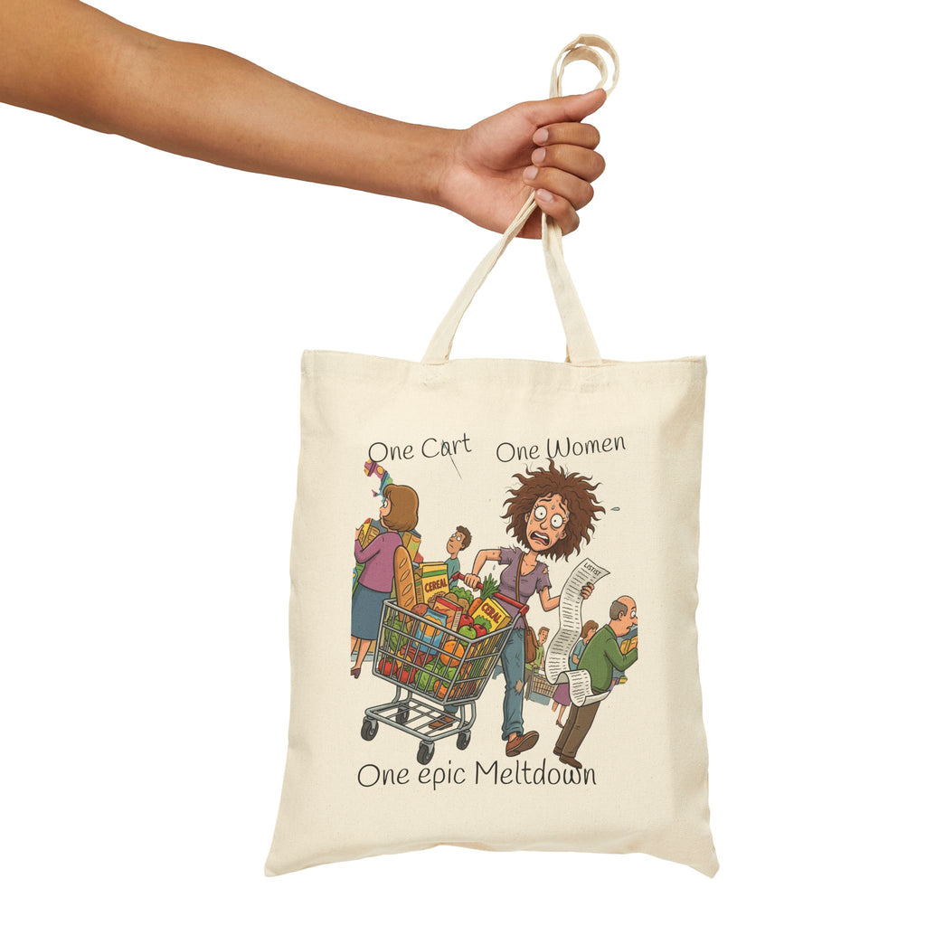Funny Grocery Tote Bag / Epic Meltdown" Cotton Canvas Shopper