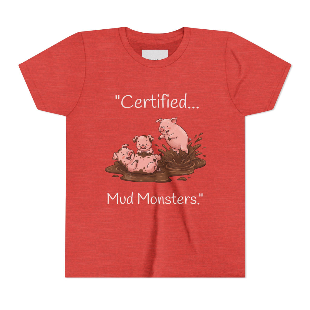 Youth Tee / "Certified Mud Monsters" Playful Piglets Graphic