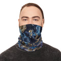 Cosmic Geometry Neck Gaiter | Celestial Moon & Crystal Orbs