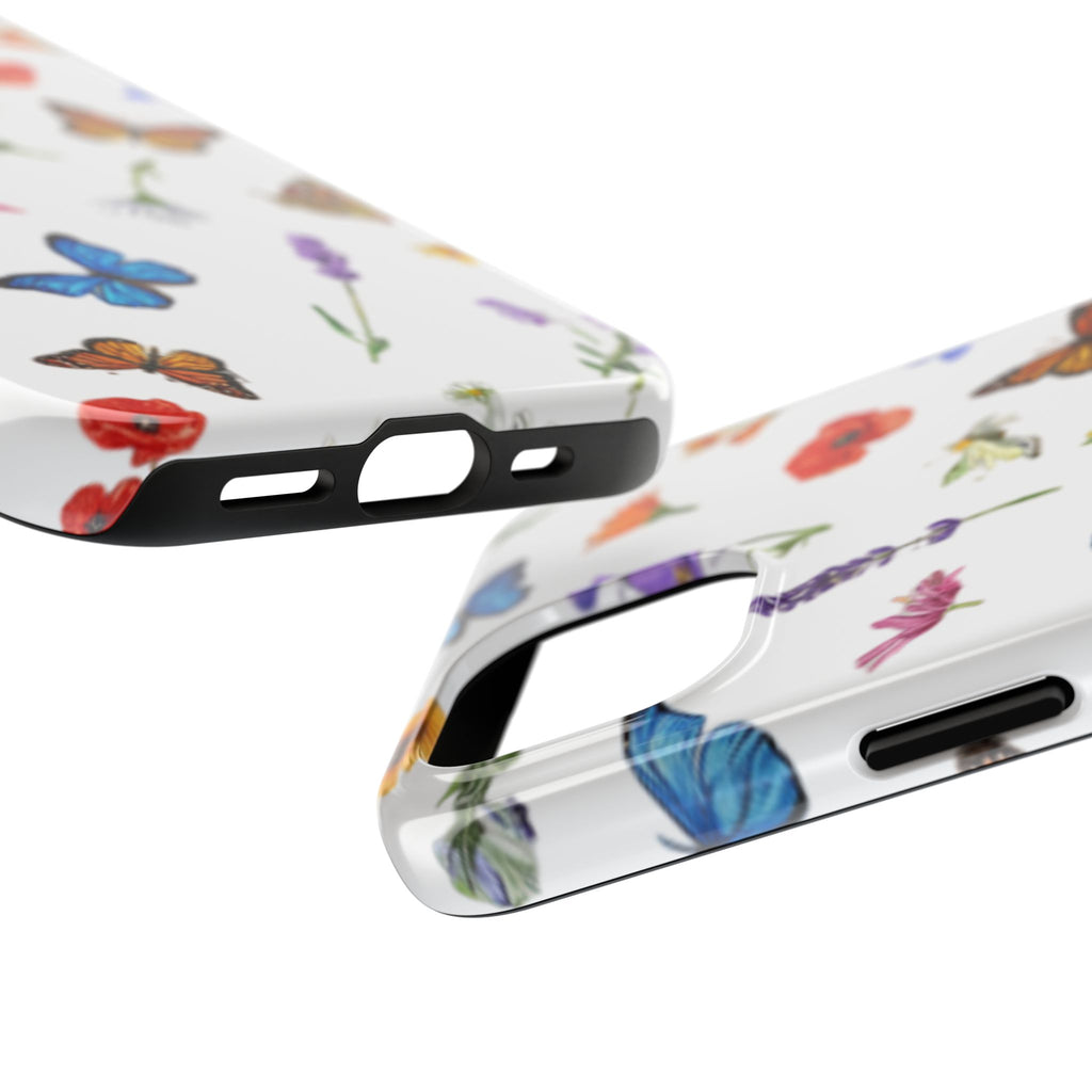 Butterfly Meadow Tough Phone Case / Floral Protective Phone Cover