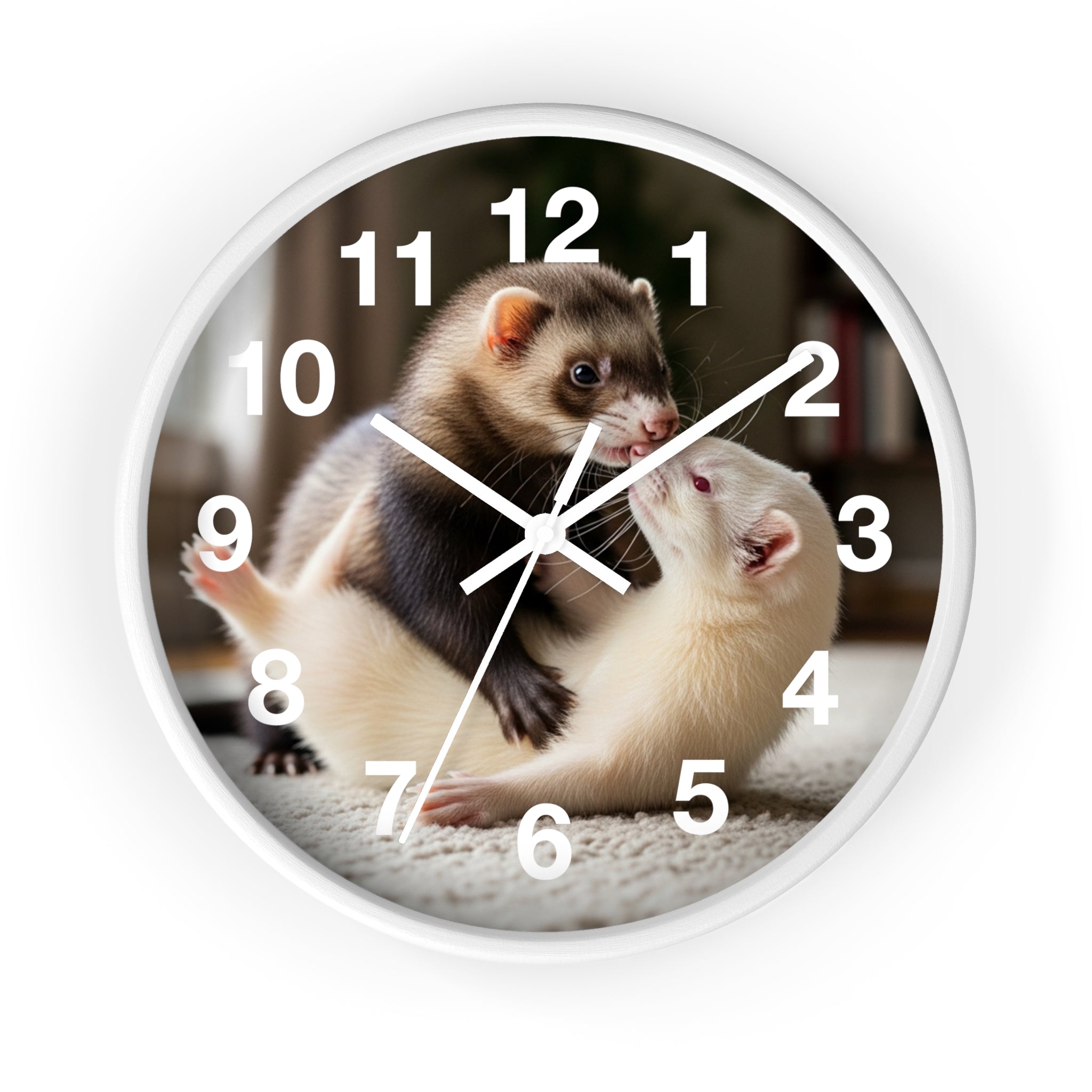 Ferret Pair Wall Clock — Cute Ferret Photo Clock for Pet Lovers