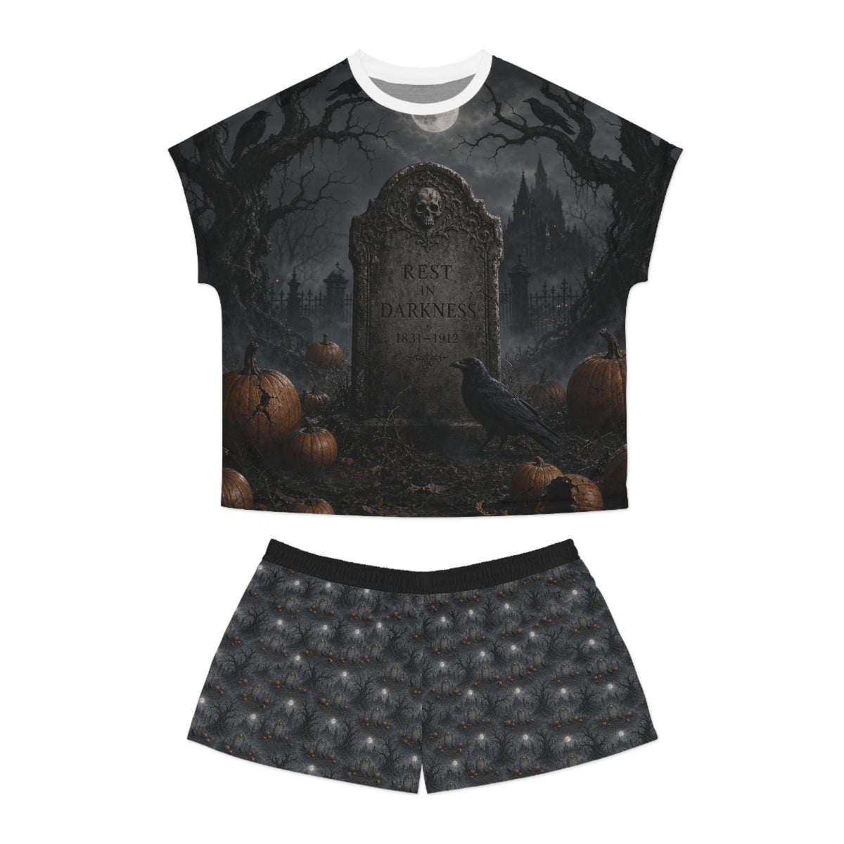 Rest in Darkness Tombstone Pajama Set | Halloween Sleepwear