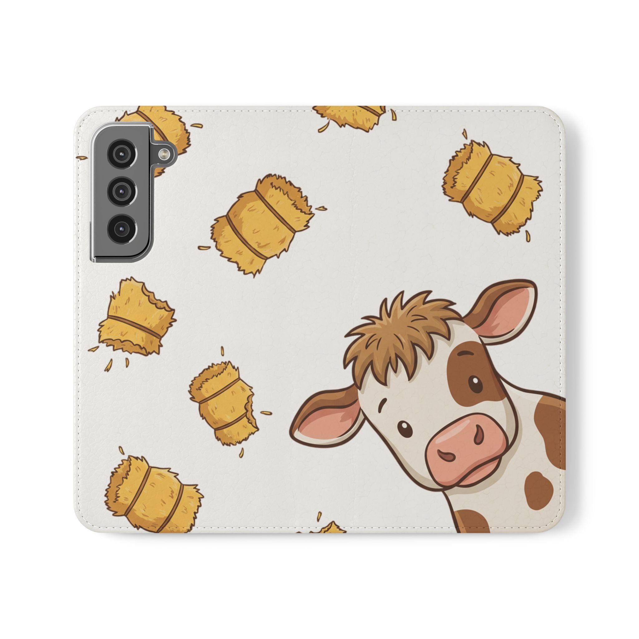 Cow & Hay Pattern Flip Case/ Cute Farm Animal Phone Wallet